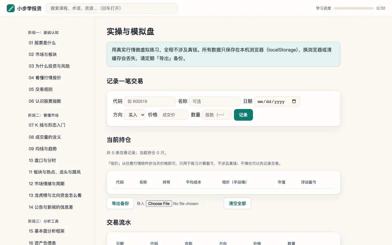 模拟盘：虚拟买卖与持仓盈亏